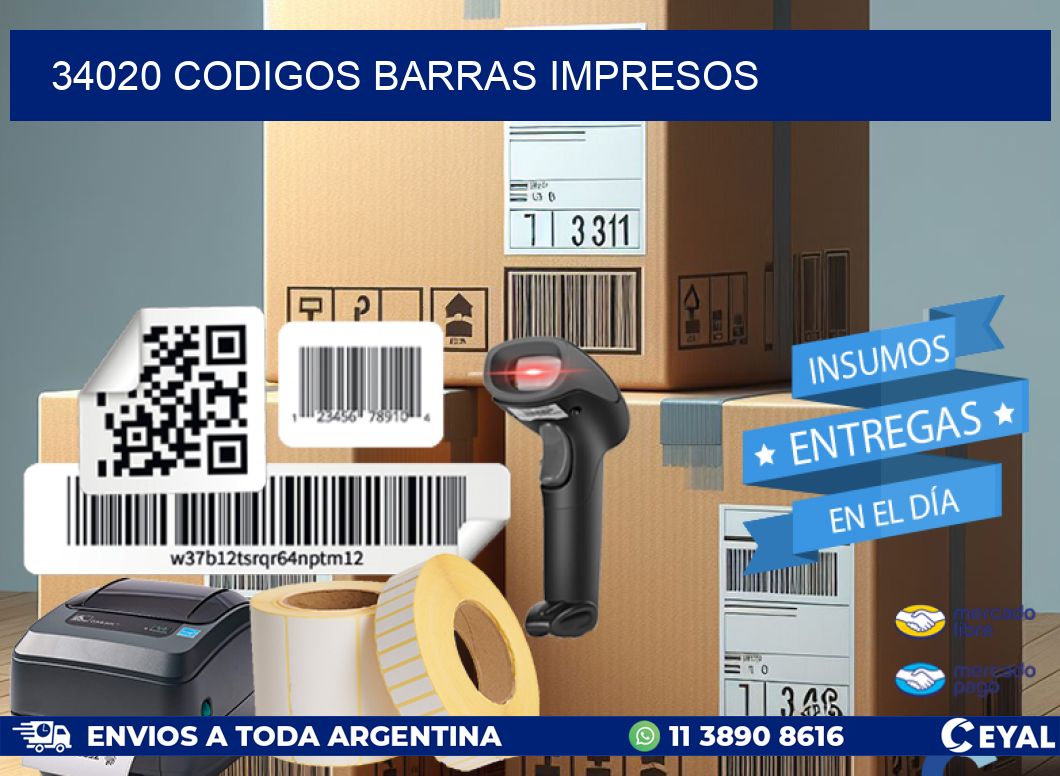 34020 codigos barras impresos
