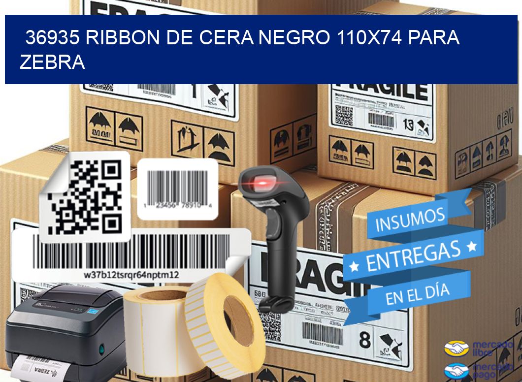 36935 RIBBON DE CERA NEGRO 110X74 PARA ZEBRA