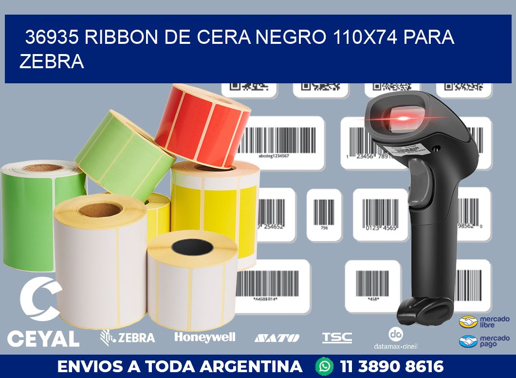 36935 RIBBON DE CERA NEGRO 110X74 PARA ZEBRA