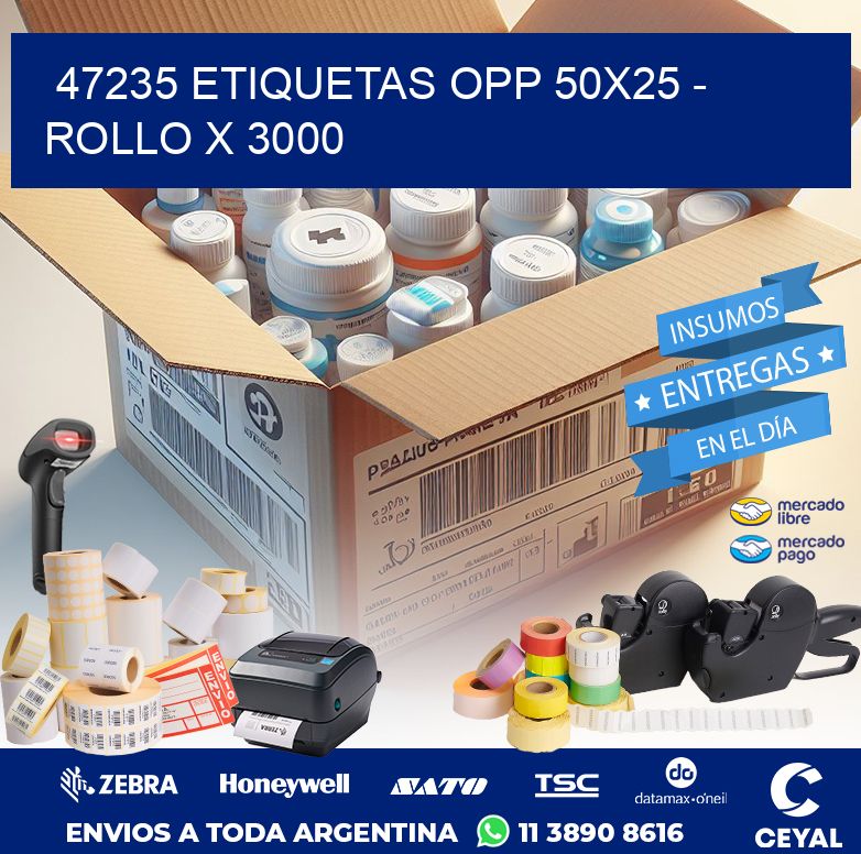 47235 ETIQUETAS OPP 50X25 - ROLLO X 3000