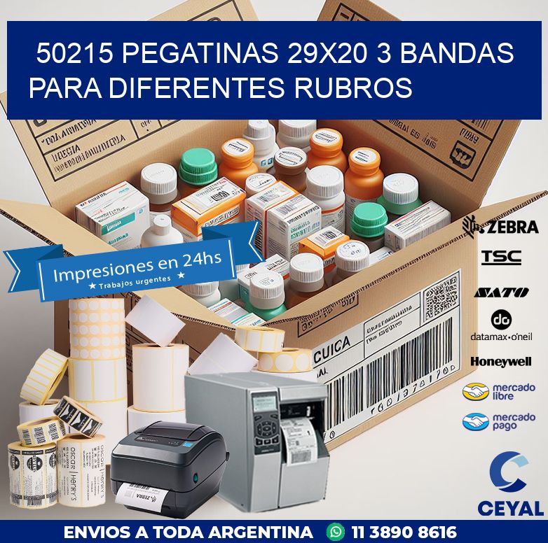 50215 PEGATINAS 29X20 3 BANDAS PARA DIFERENTES RUBROS