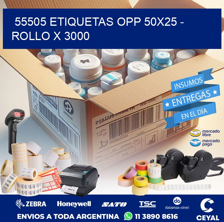 55505 ETIQUETAS OPP 50X25 - ROLLO X 3000