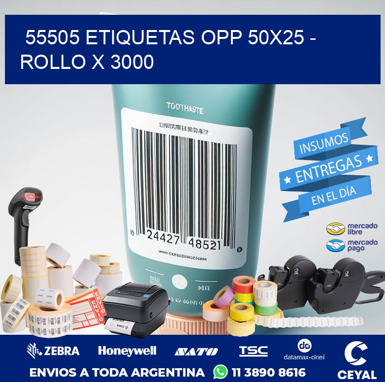 55505 ETIQUETAS OPP 50X25 - ROLLO X 3000