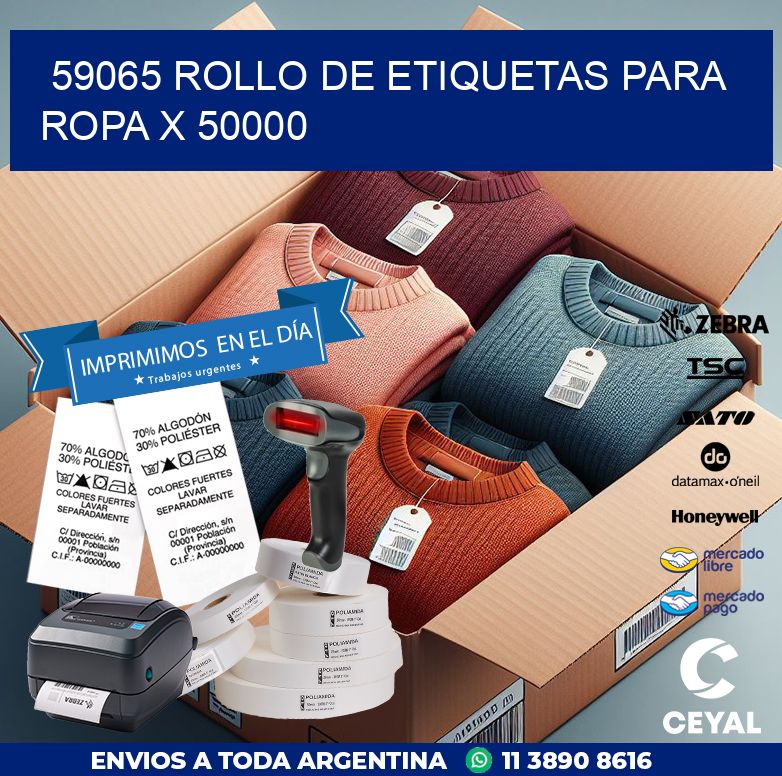 59065 ROLLO DE ETIQUETAS PARA ROPA X 50000