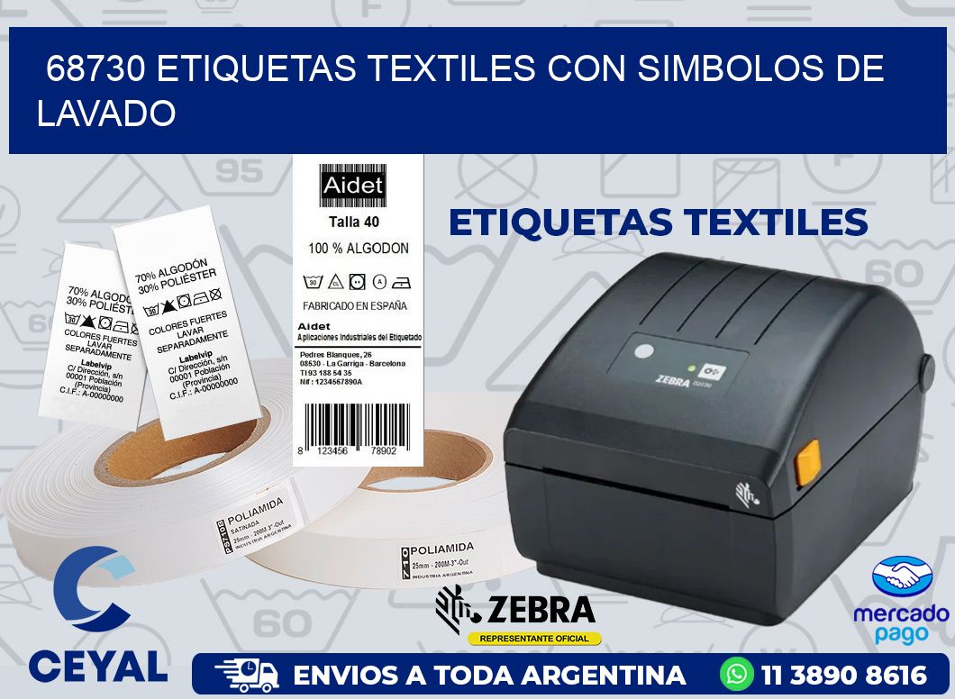 68730 ETIQUETAS TEXTILES CON SIMBOLOS DE LAVADO