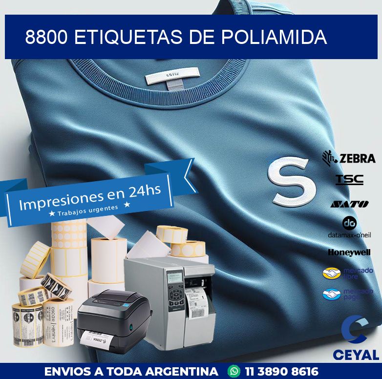 8800 ETIQUETAS DE POLIAMIDA
