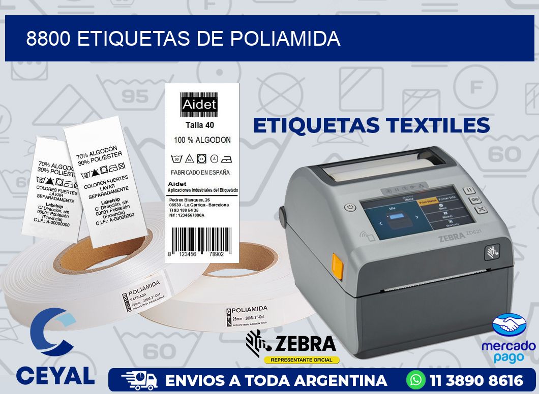 8800 ETIQUETAS DE POLIAMIDA