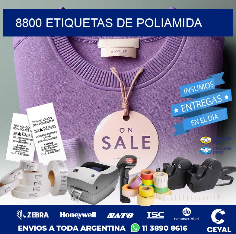8800 ETIQUETAS DE POLIAMIDA