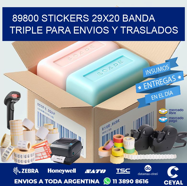 89800 STICKERS 29X20 BANDA TRIPLE PARA ENVIOS Y TRASLADOS