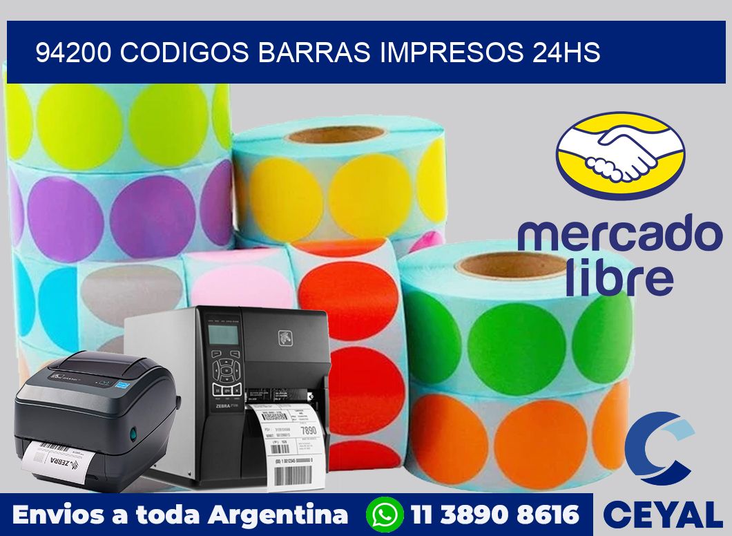 94200 codigos barras impresos 24hs