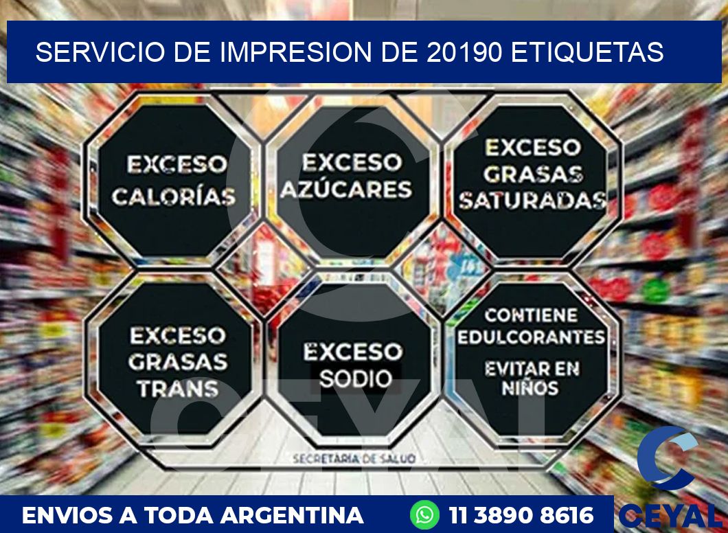 SERVICIO DE IMPRESION DE 20190 ETIQUETAS