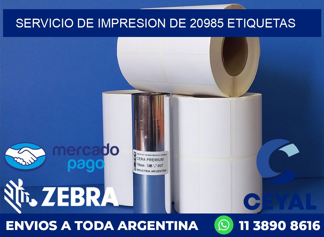 SERVICIO DE IMPRESION DE 20985 ETIQUETAS