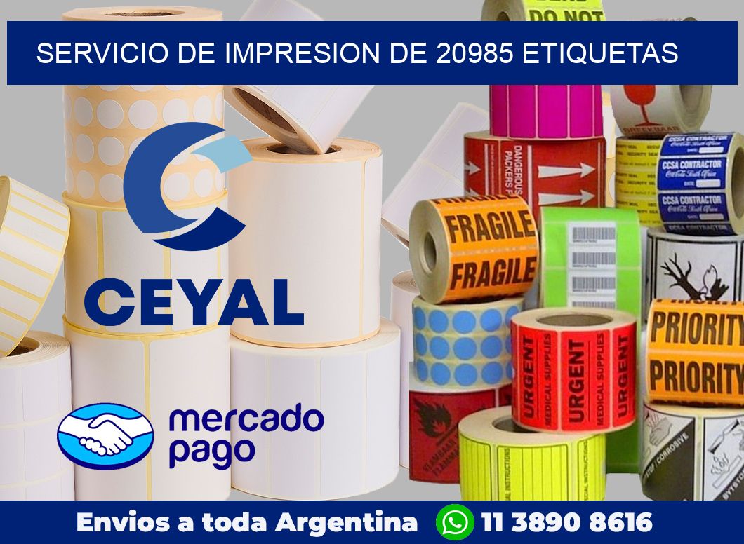 SERVICIO DE IMPRESION DE 20985 ETIQUETAS