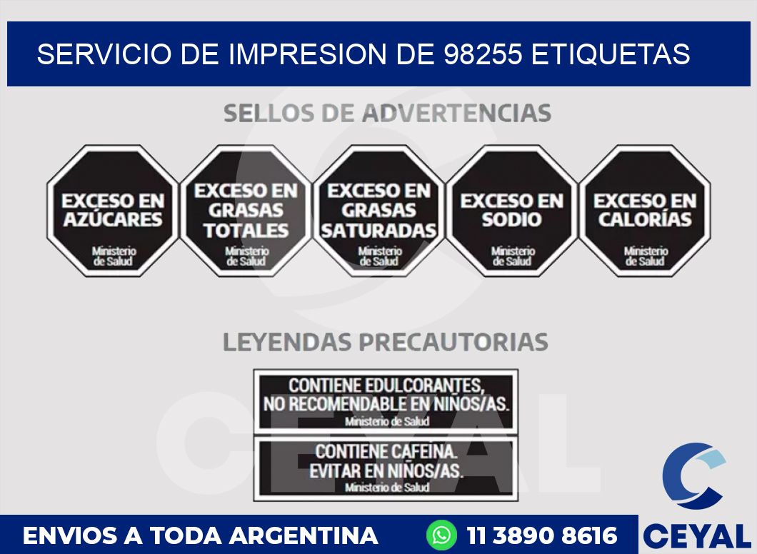 SERVICIO DE IMPRESION DE 98255 ETIQUETAS