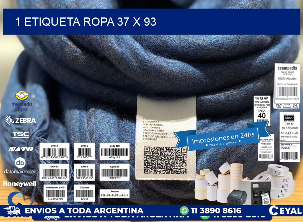 1 ETIQUETA ROPA 37 x 93