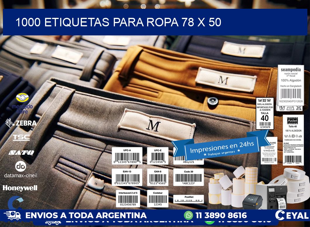 1000 ETIQUETAS PARA ROPA 78 x 50