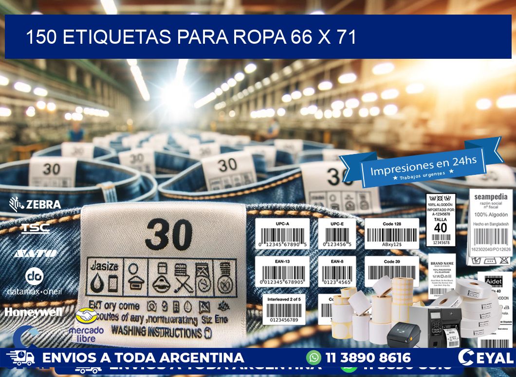 150 ETIQUETAS PARA ROPA 66 x 71