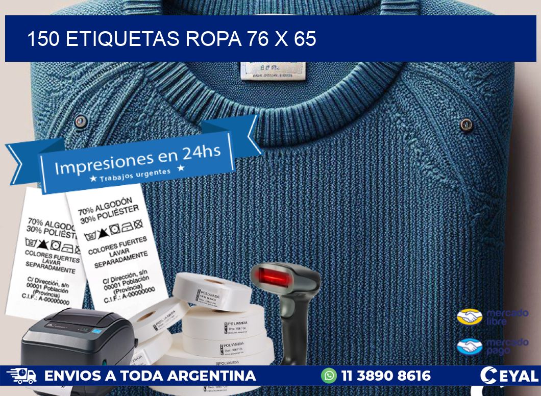 150 ETIQUETAS ROPA 76 x 65
