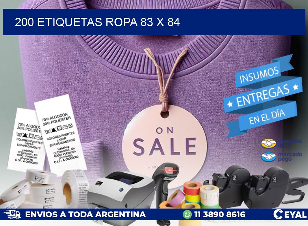 200 ETIQUETAS ROPA 83 x 84