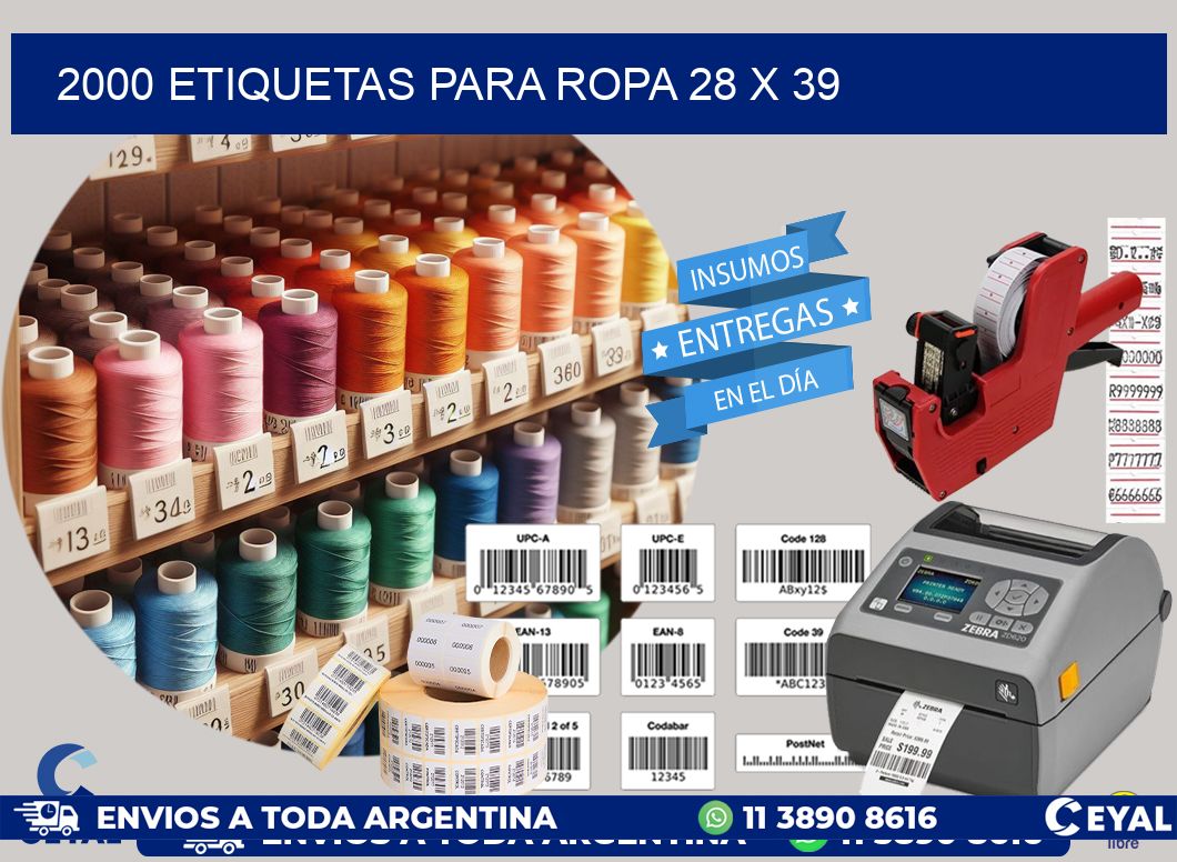 2000 ETIQUETAS PARA ROPA 28 x 39