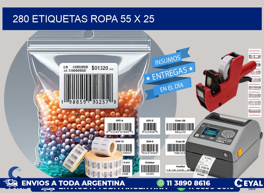 280 ETIQUETAS ROPA 55 x 25