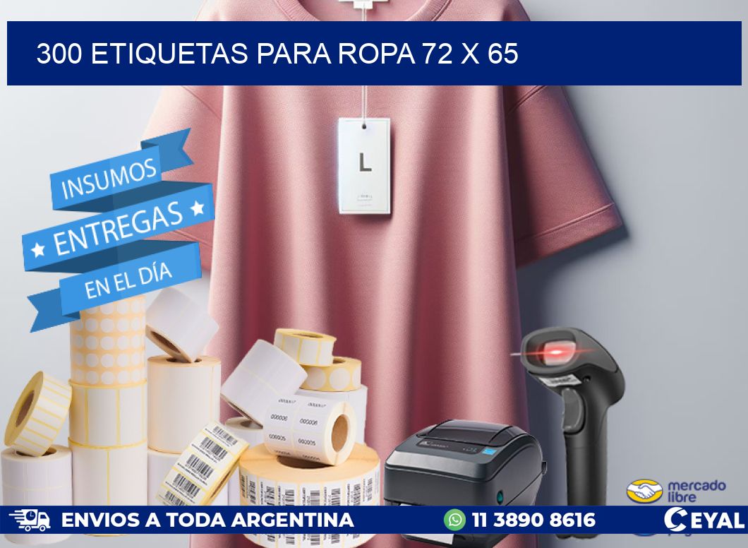 300 ETIQUETAS PARA ROPA 72 x 65