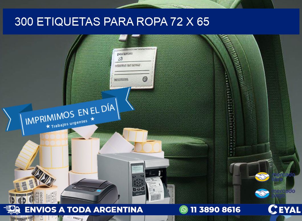 300 ETIQUETAS PARA ROPA 72 x 65