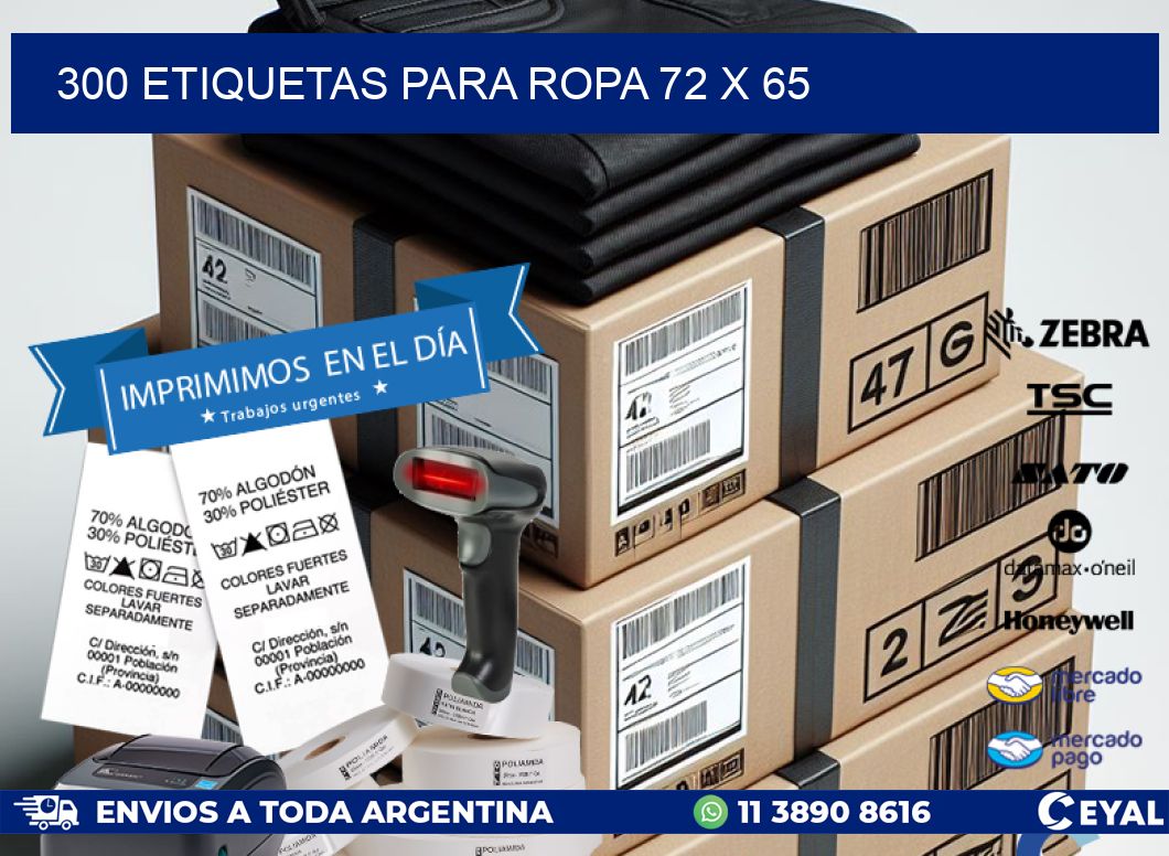 300 ETIQUETAS PARA ROPA 72 x 65