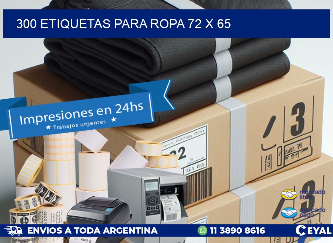 300 ETIQUETAS PARA ROPA 72 x 65