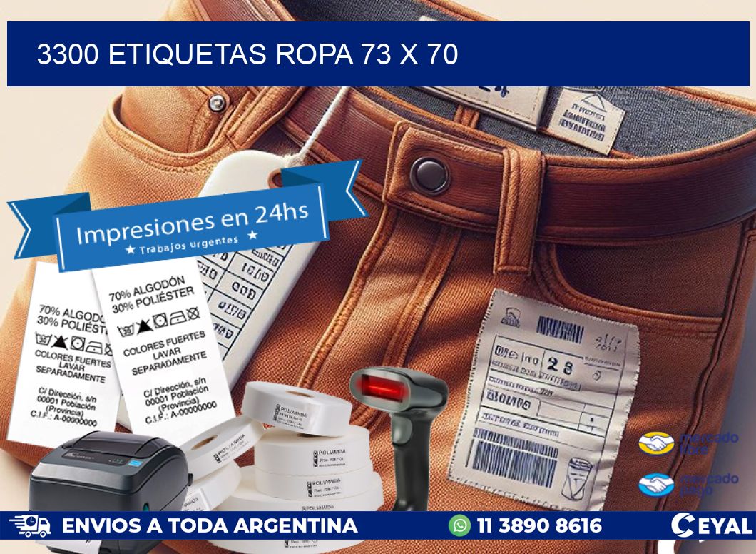 3300 ETIQUETAS ROPA 73 x 70