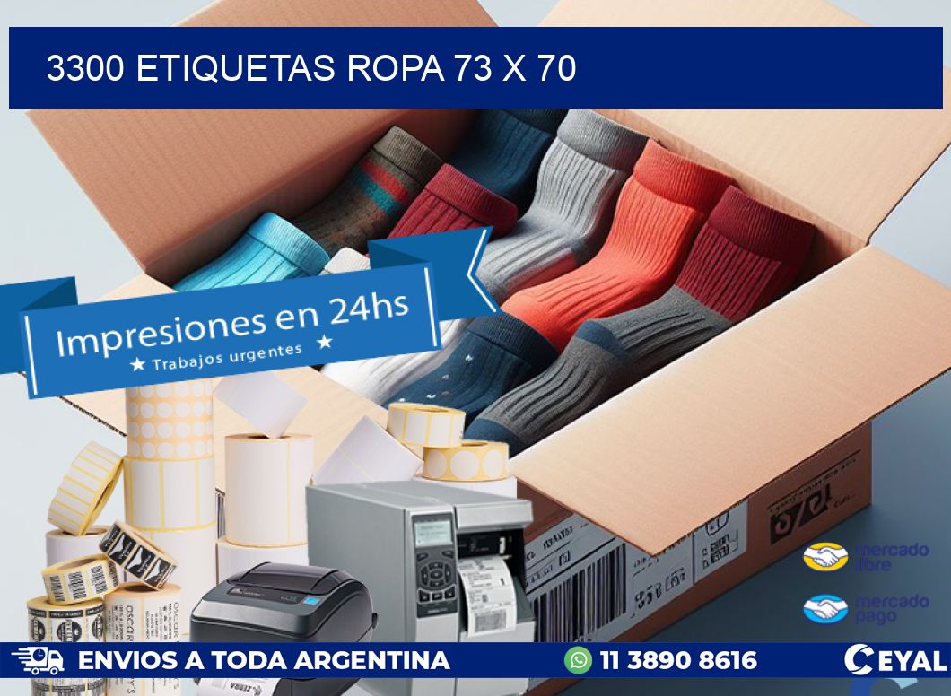 3300 ETIQUETAS ROPA 73 x 70