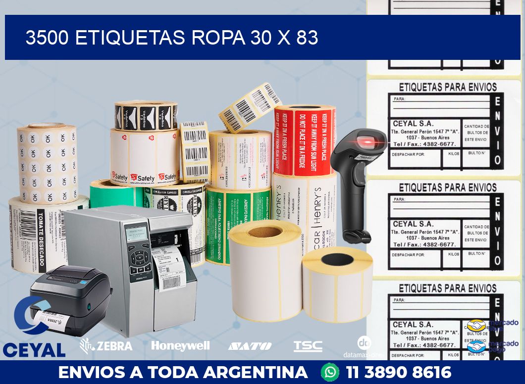 3500 ETIQUETAS ROPA 30 x 83