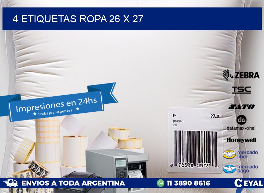 4 ETIQUETAS ROPA 26 x 27