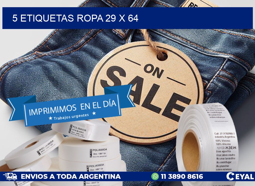 5 ETIQUETAS ROPA 29 x 64