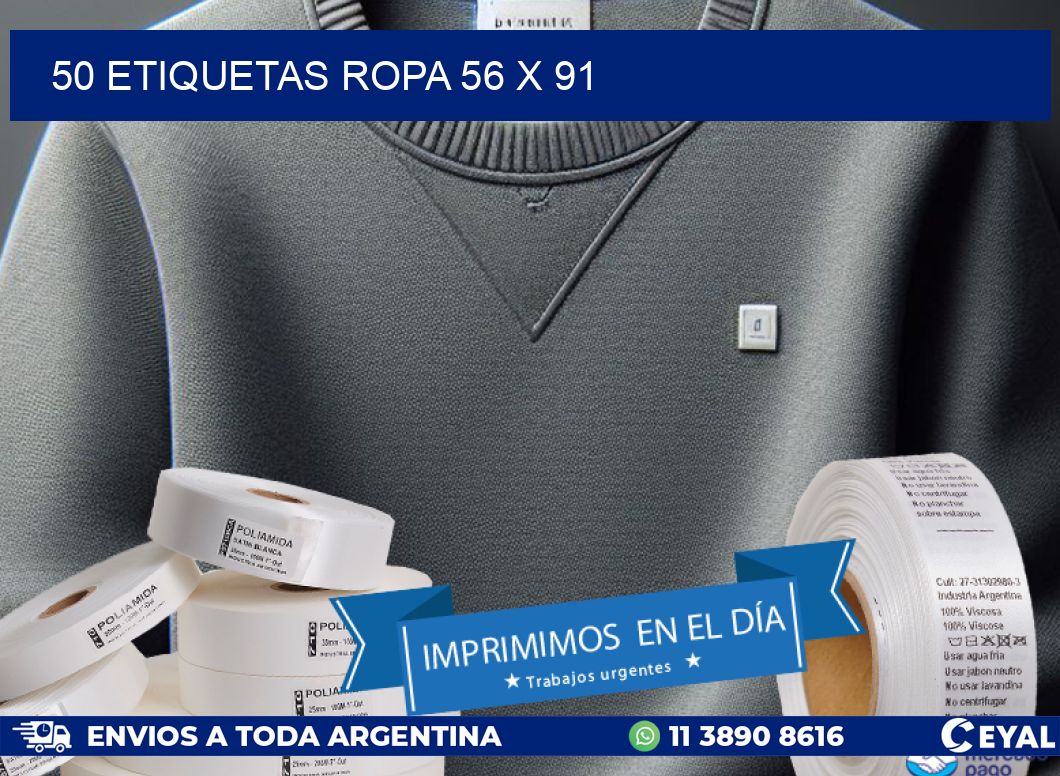 50 ETIQUETAS ROPA 56 x 91