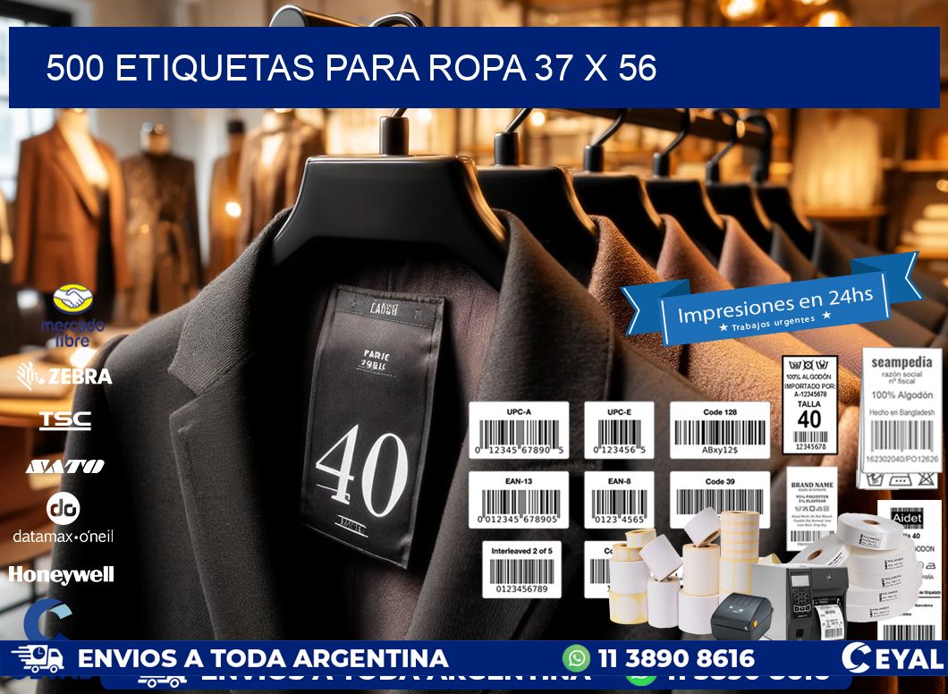 500 ETIQUETAS PARA ROPA 37 x 56