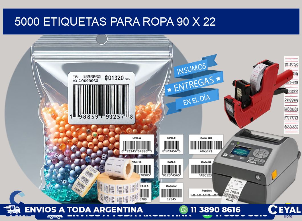 5000 ETIQUETAS PARA ROPA 90 x 22