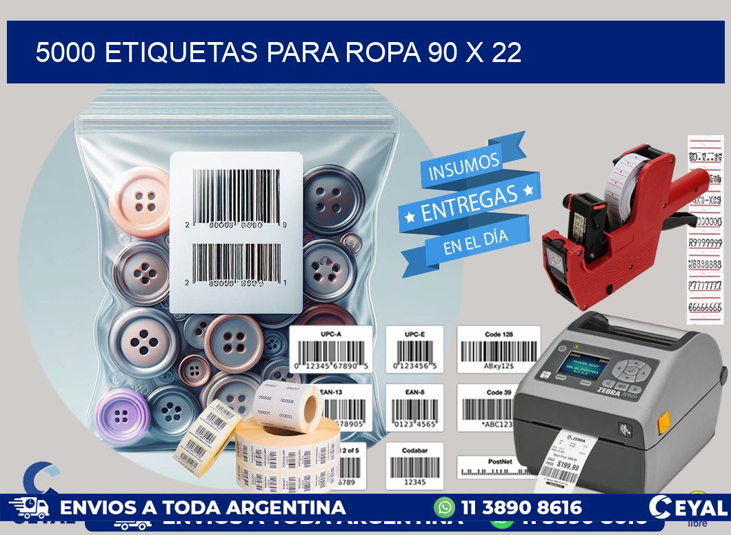 5000 ETIQUETAS PARA ROPA 90 x 22