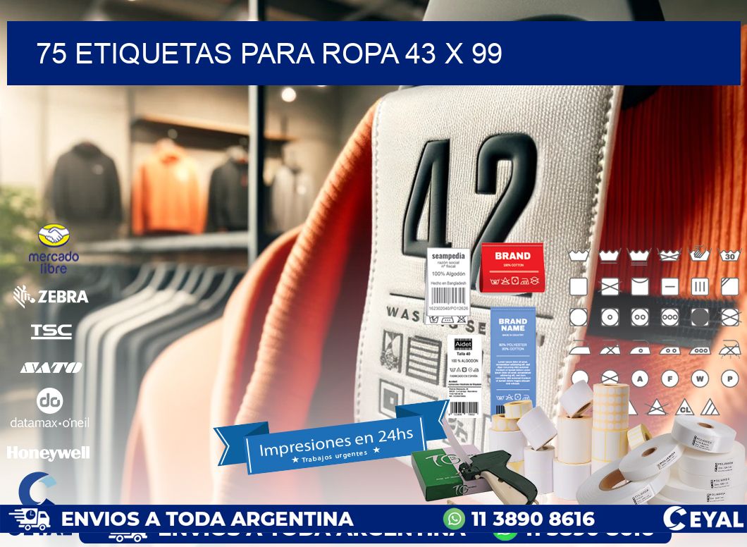 75 ETIQUETAS PARA ROPA 43 x 99