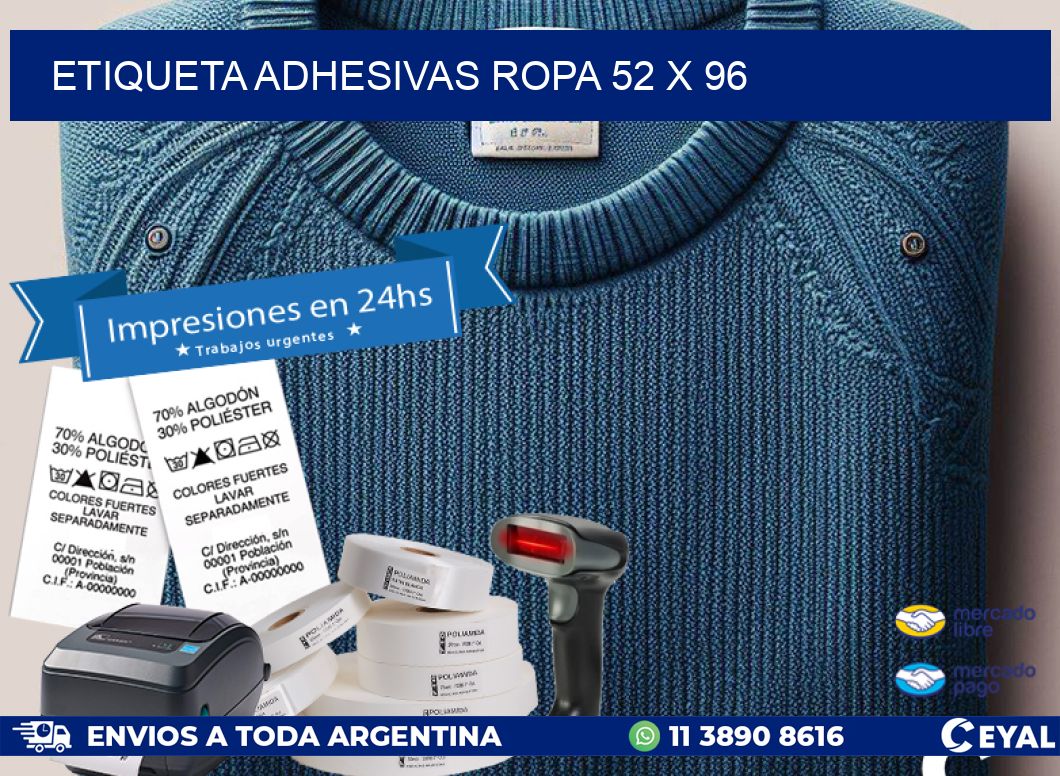 ETIQUETA ADHESIVAS ROPA 52 x 96