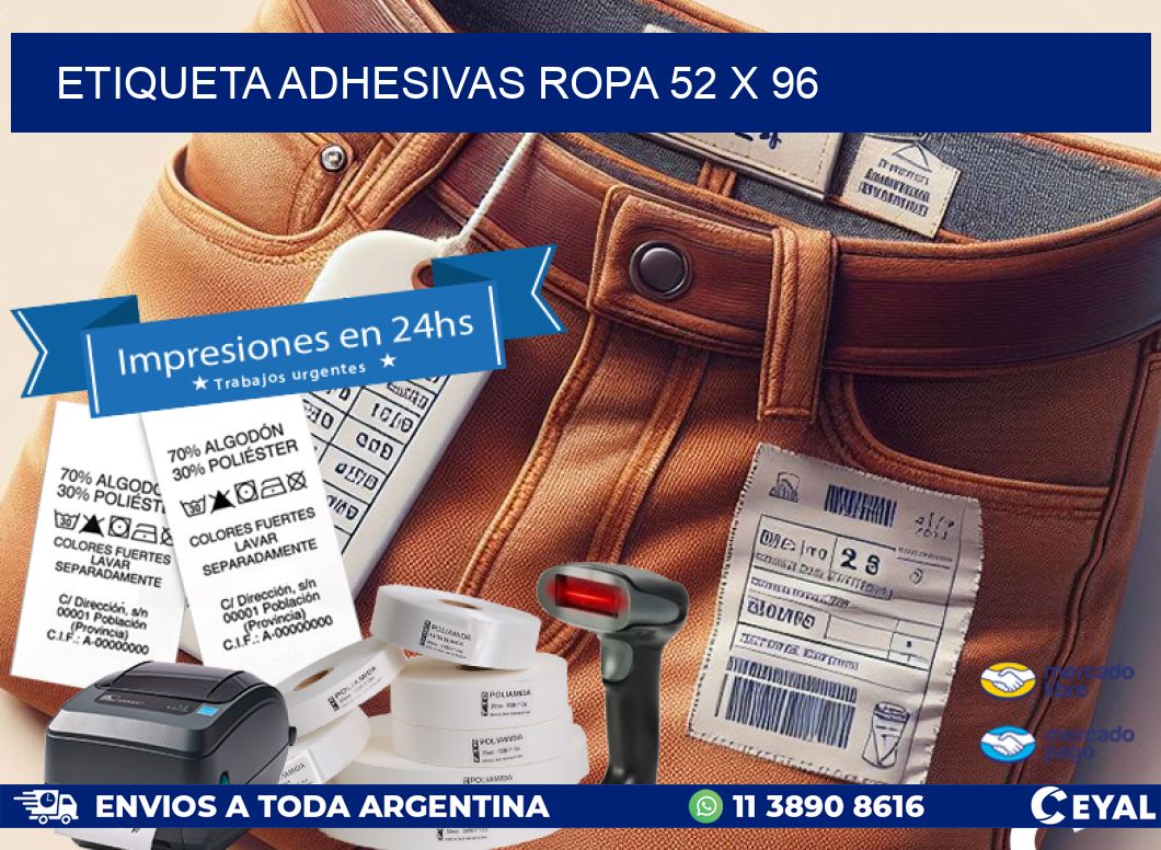 ETIQUETA ADHESIVAS ROPA 52 x 96