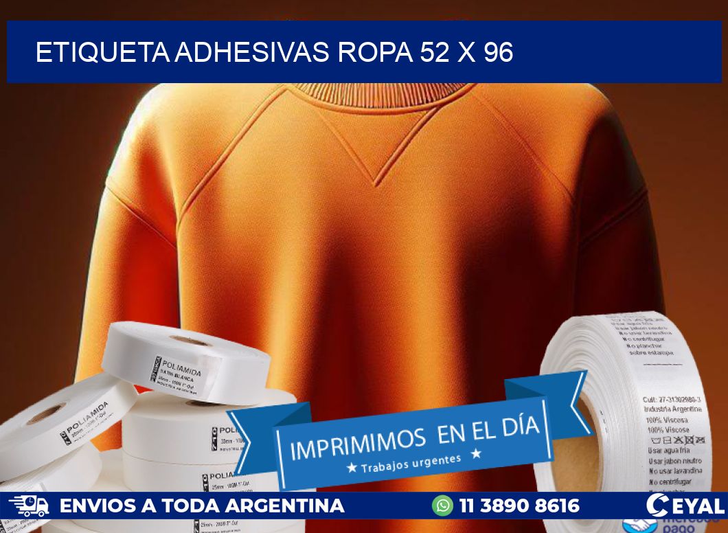 ETIQUETA ADHESIVAS ROPA 52 x 96