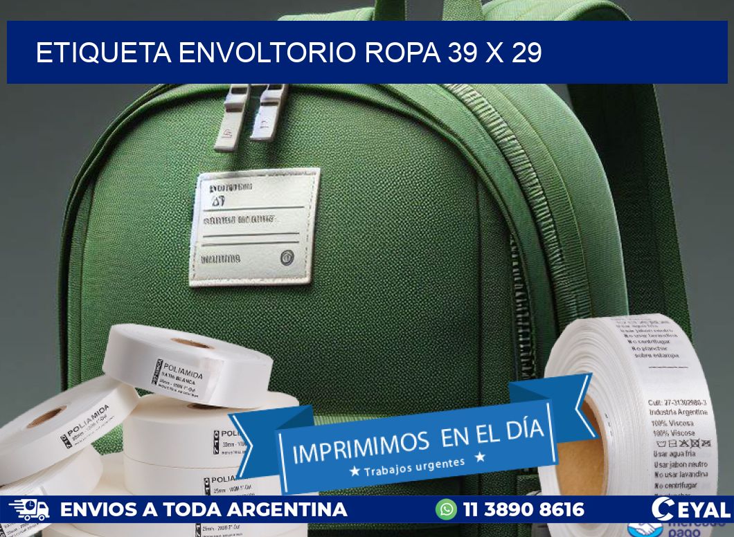 ETIQUETA ENVOLTORIO ROPA 39 x 29
