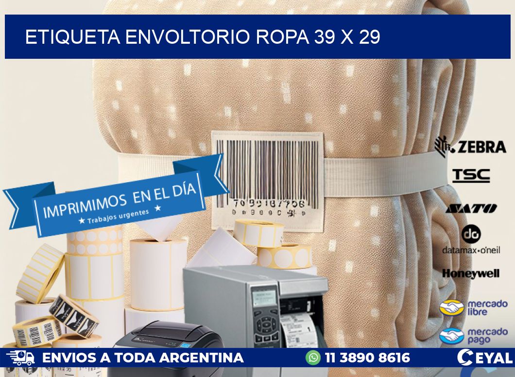 ETIQUETA ENVOLTORIO ROPA 39 x 29