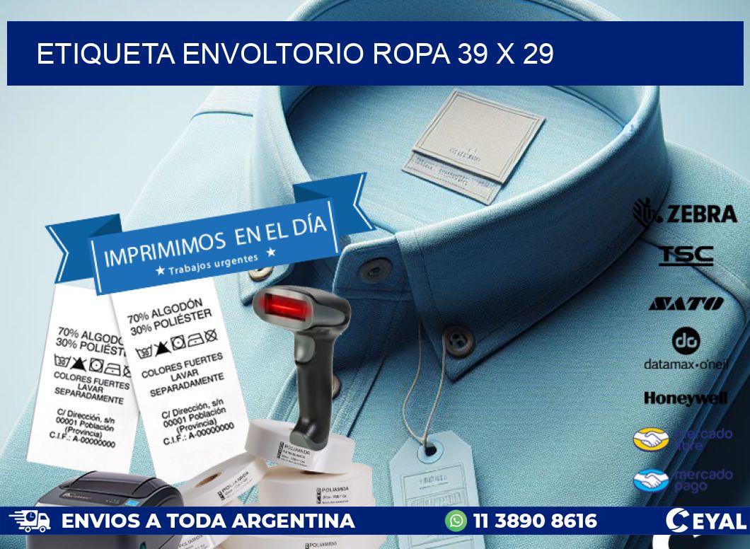 ETIQUETA ENVOLTORIO ROPA 39 x 29