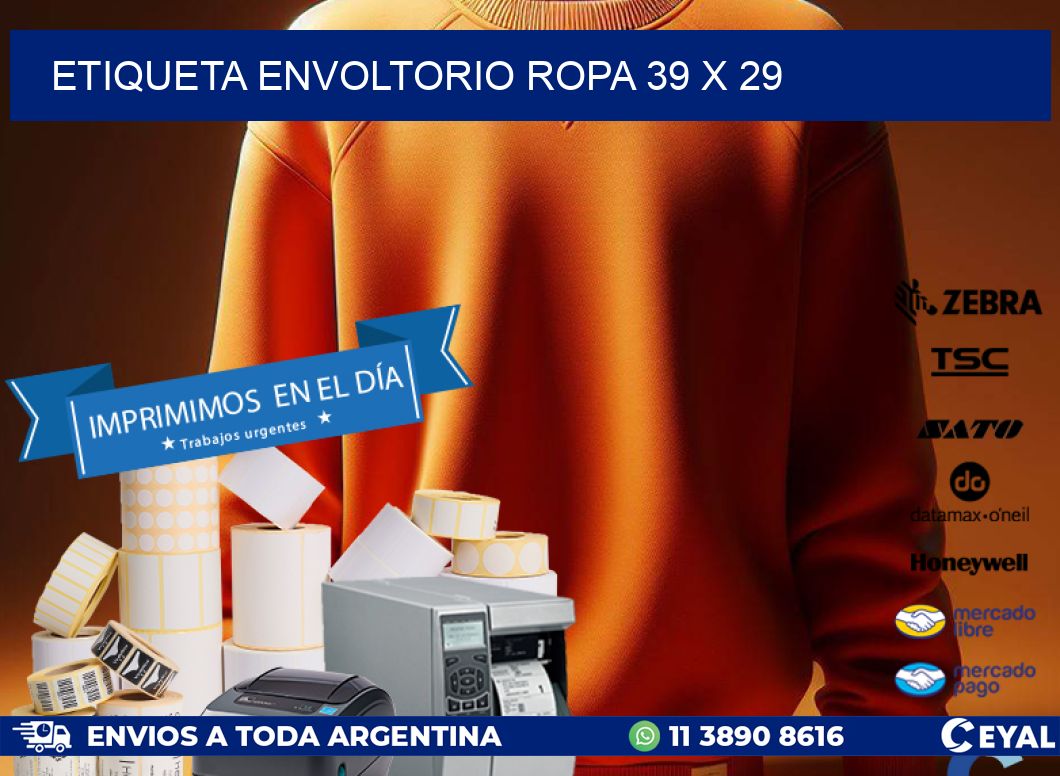 ETIQUETA ENVOLTORIO ROPA 39 x 29