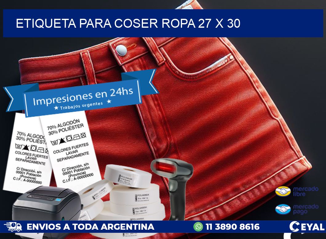 ETIQUETA PARA COSER ROPA 27 x 30