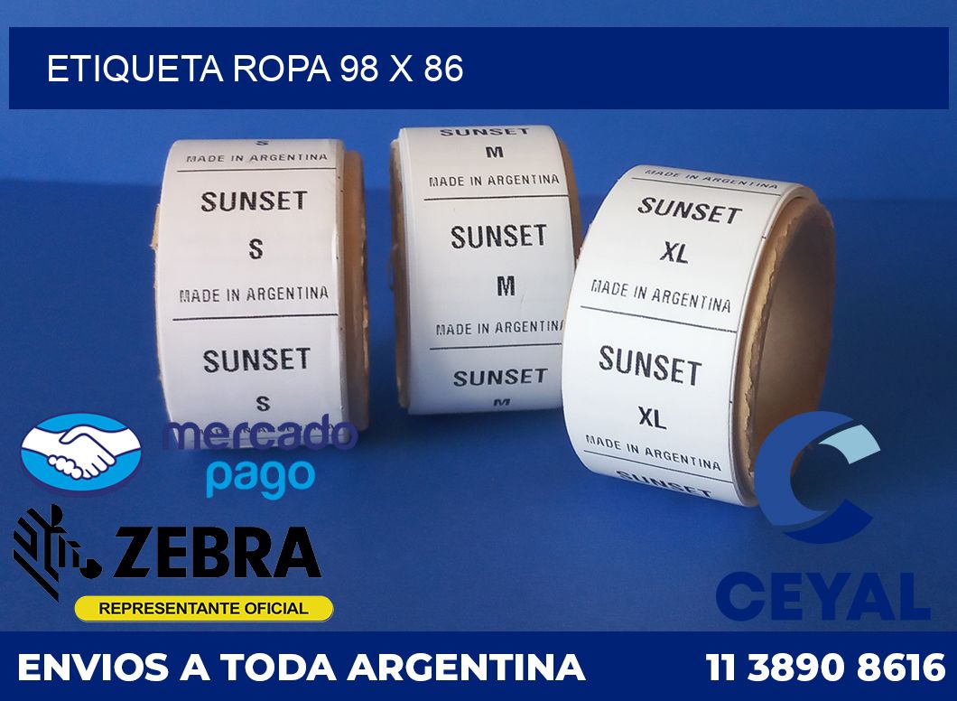 ETIQUETA ROPA 98 x 86
