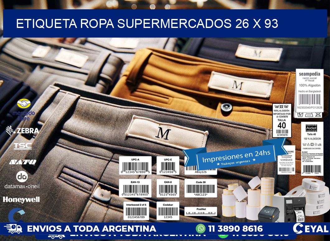 ETIQUETA ROPA SUPERMERCADOS 26 x 93