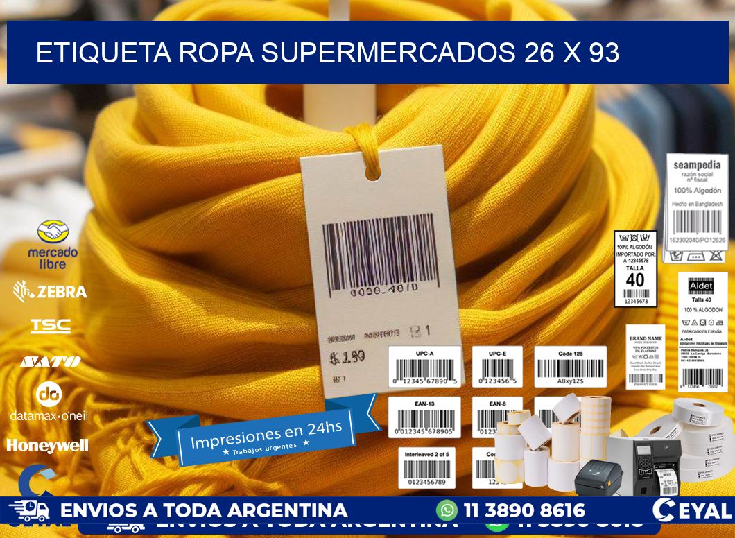 ETIQUETA ROPA SUPERMERCADOS 26 x 93